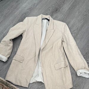 Zara Women's Cream Linen Blazer